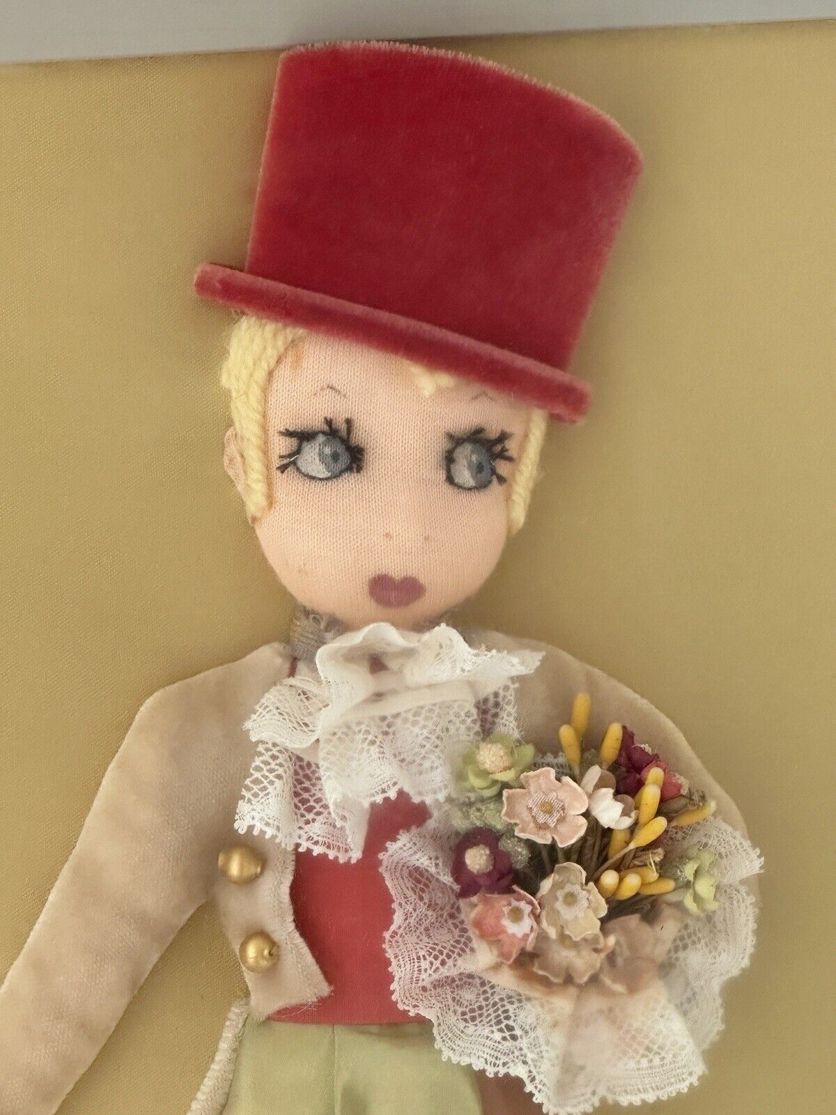 2 Vintage Framed Diorama Cloth Dolls Displays by American Artist Alice Daly