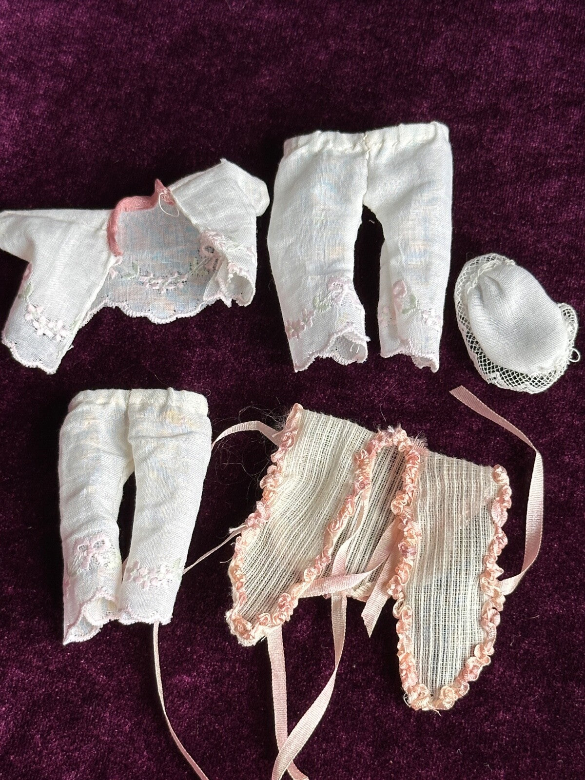 Miniature 4.5” Reproduction of French Bleuette Dollhouse Doll in Trunk + Extra