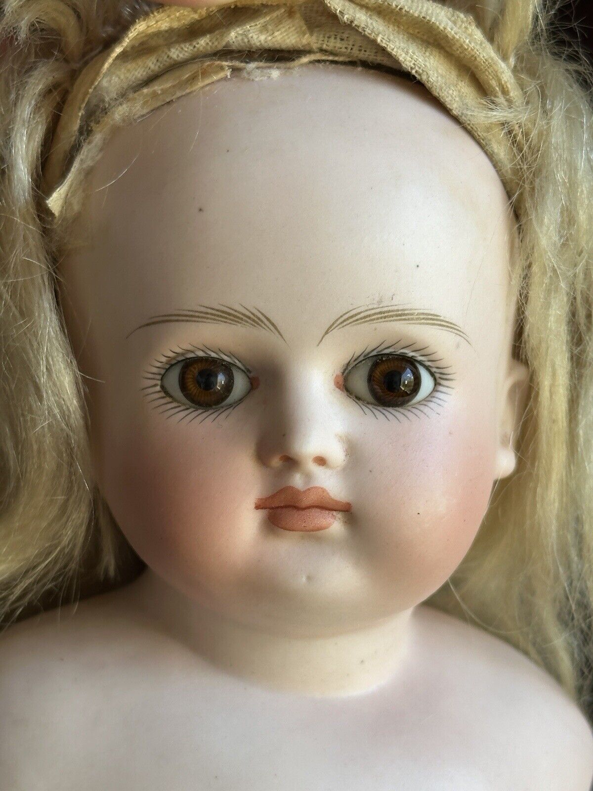 Antique German 14” Early Kestner Closed Mouth Bisque Shoulder Head Doll