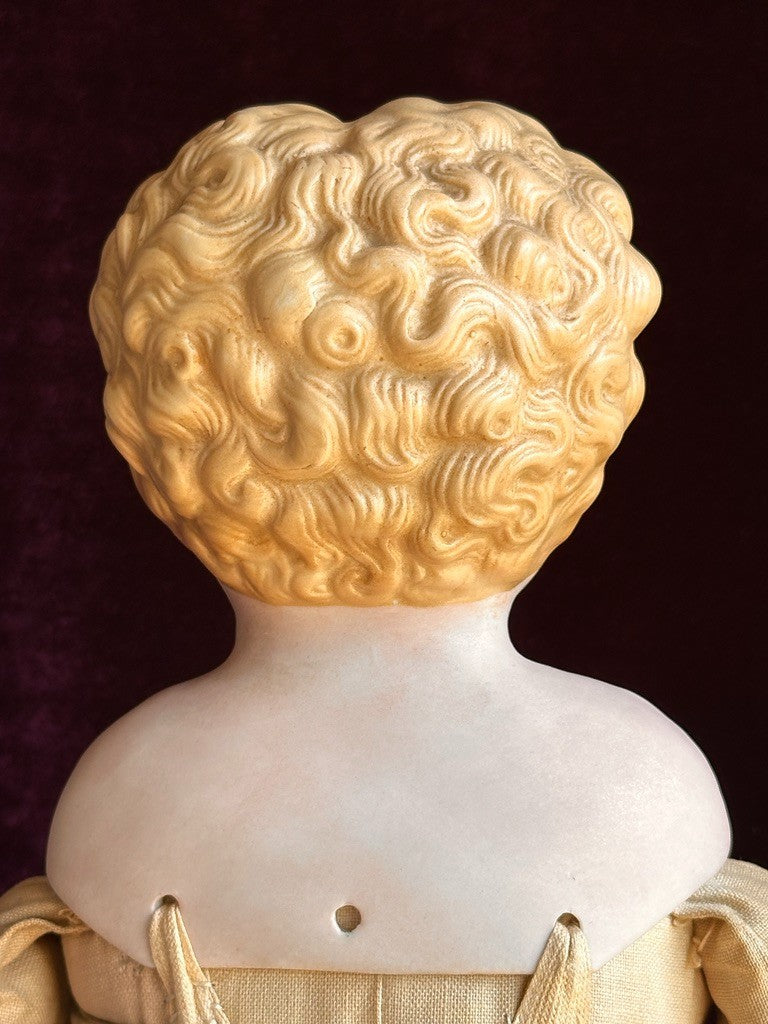 Large 23” Antique German Glass Eyes Parian China Bisque Head Boy Doll