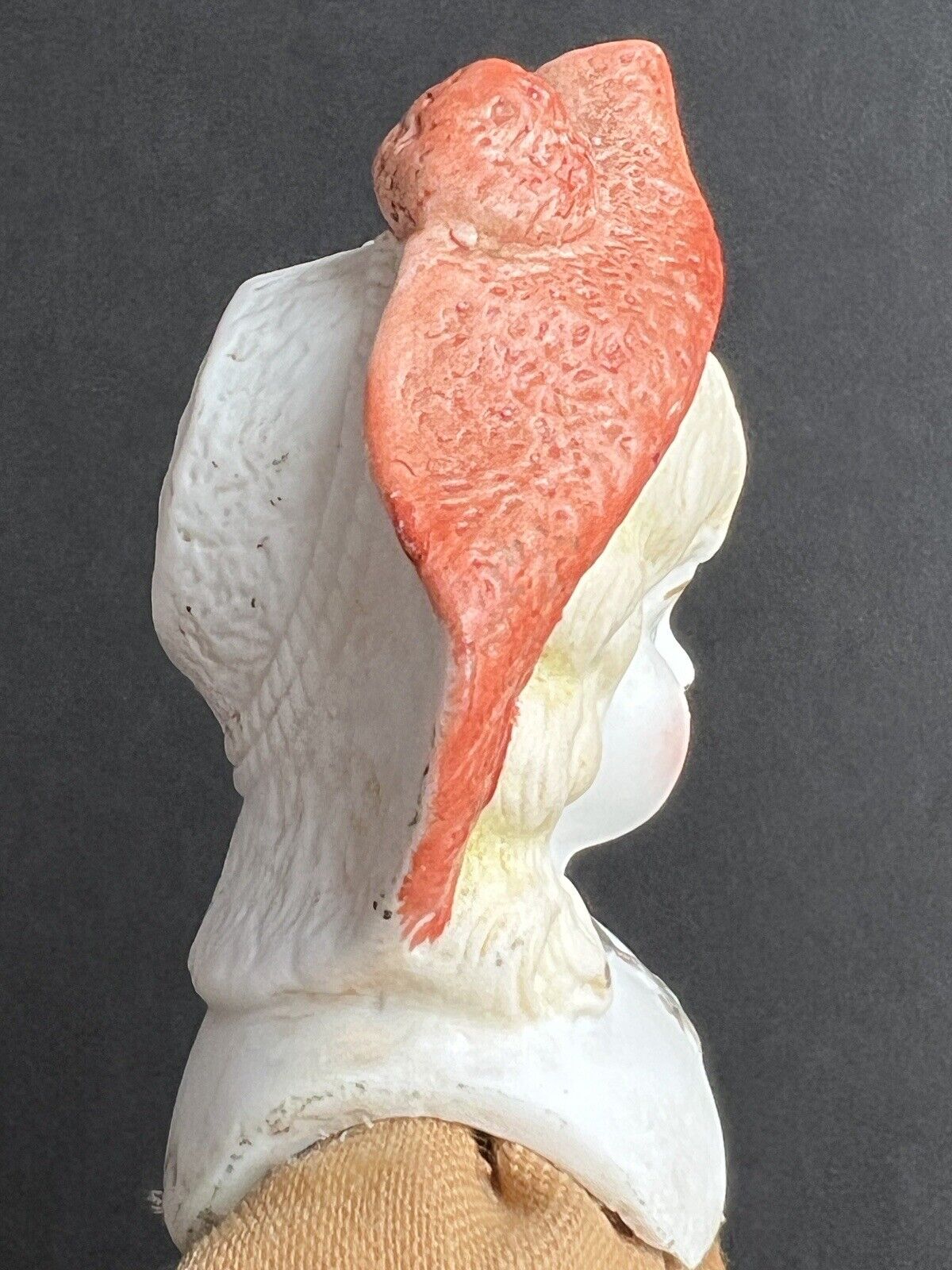 Antique German Hertwig 11.5” Molded Hat Bisque Shoulder Head Doll