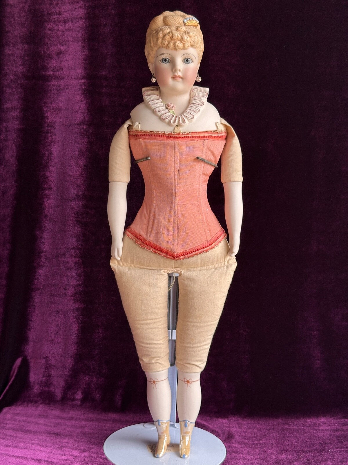 Rare Vintage 20.5” Reproduction of Antique German Kling Parian Doll Glass Eyes