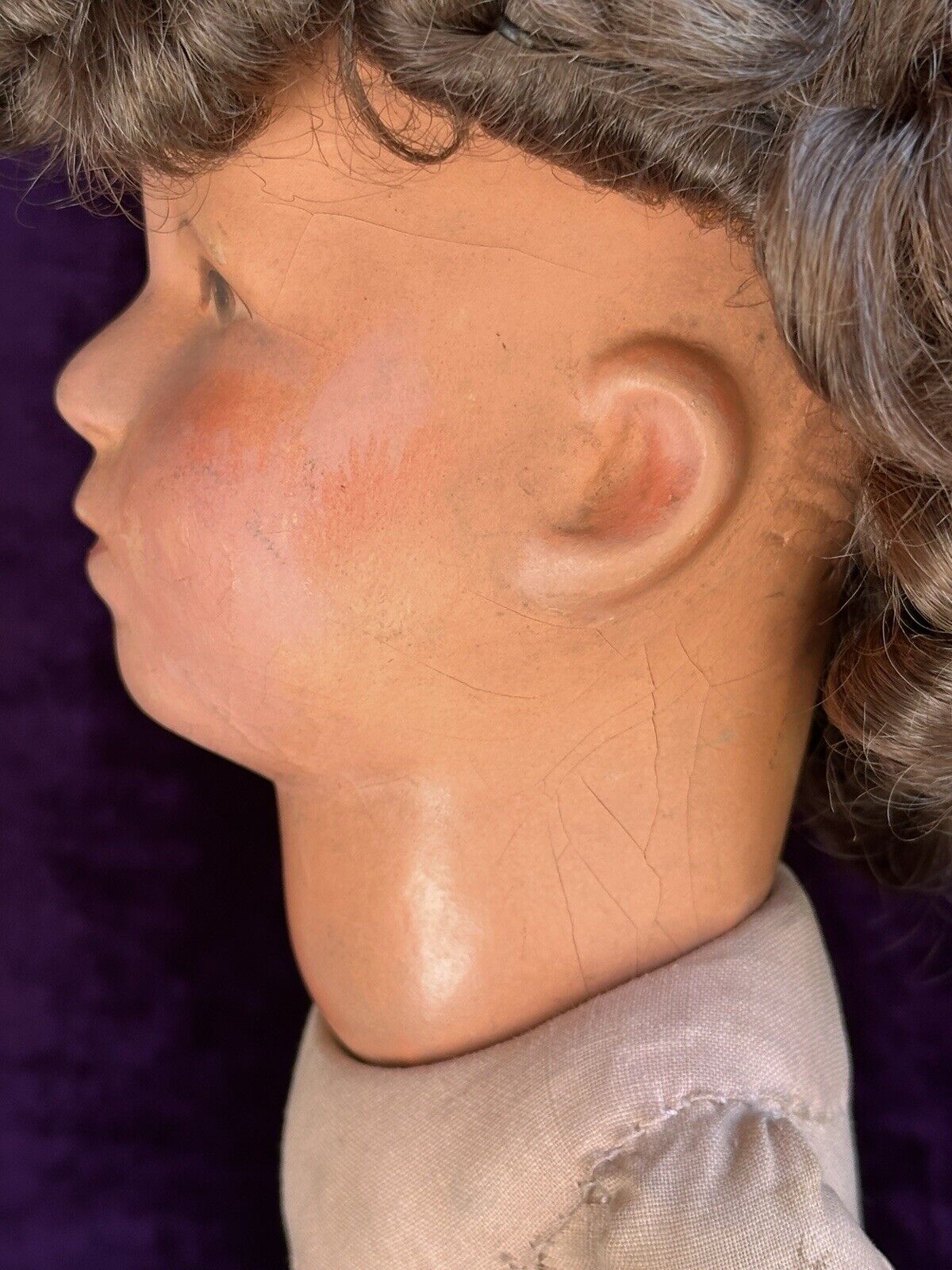 Antique German 18.5” Kathe Kruse VIII (?) Cloth Child Girl Doll with Swivel Neck