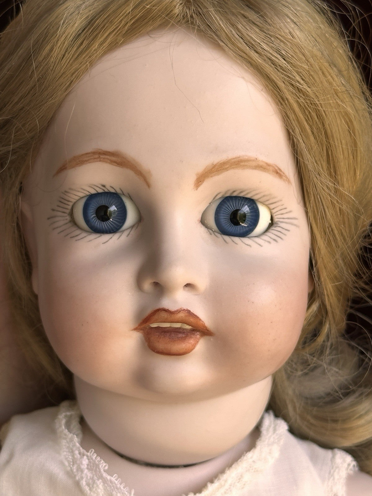 Vintage All Porcelain 19” Reproduction of Antique French Bru Circle Dot Doll
