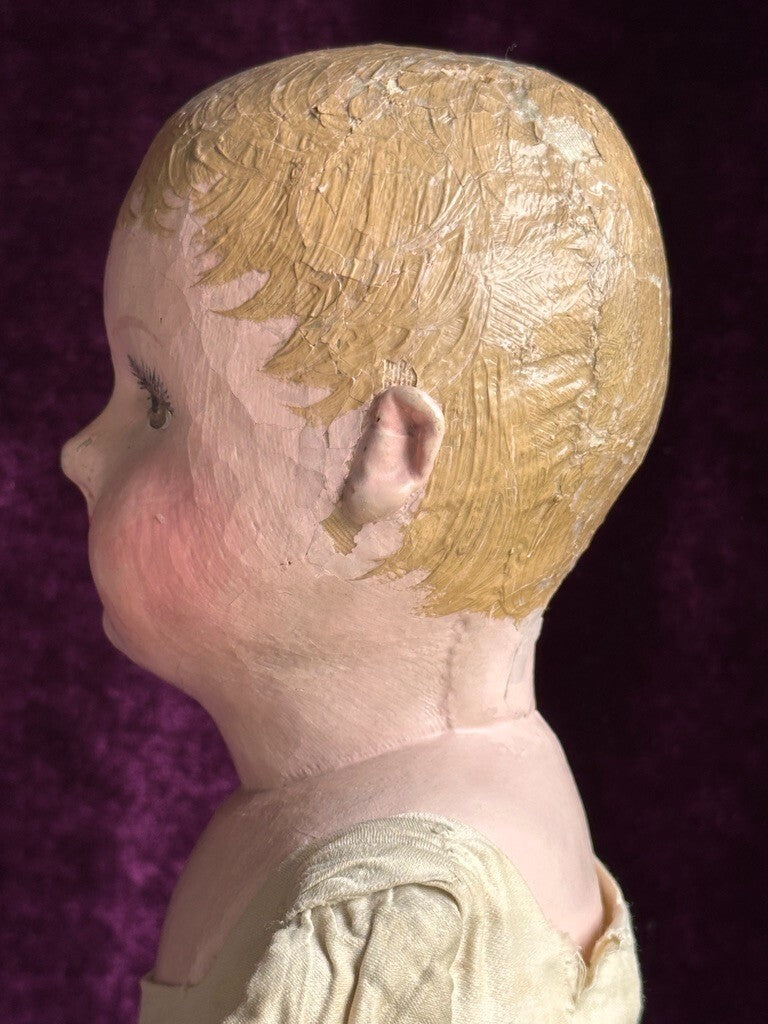Antique American 20” Martha Chase Oil Painted Cloth Baby Doll