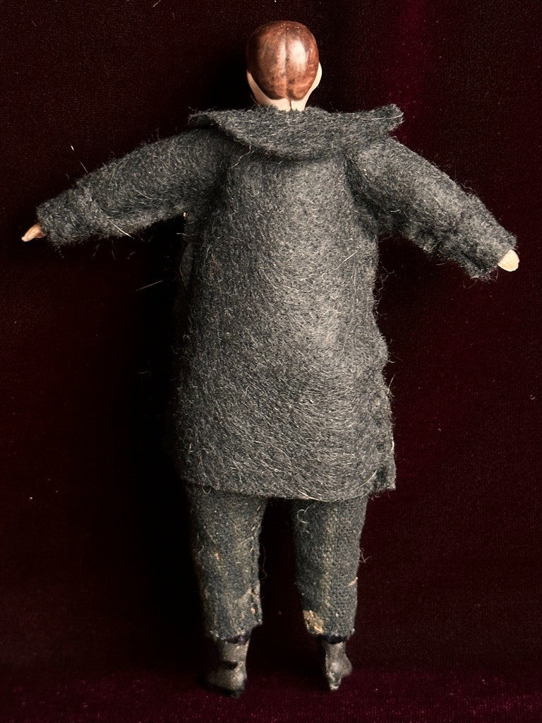 Antique German 6.25” Bisque Miniature Dollhouse Male Mustache Gentleman Doll