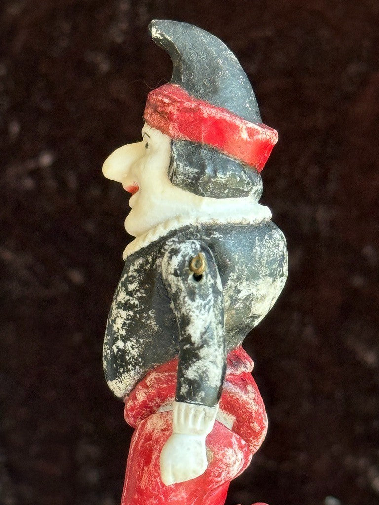 Antique German Miniature All Bisque Punch and Judy Dollhouse Character Doll