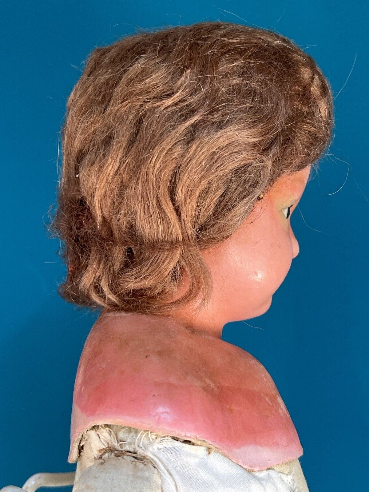 Antique German 23” Wax Over Papier Mache Sleepy Eye Fashion Doll