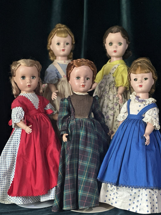 Lot of 5 Vintage 1950s Madame Alexander Little Women 14" Dolls Tagged Dresses