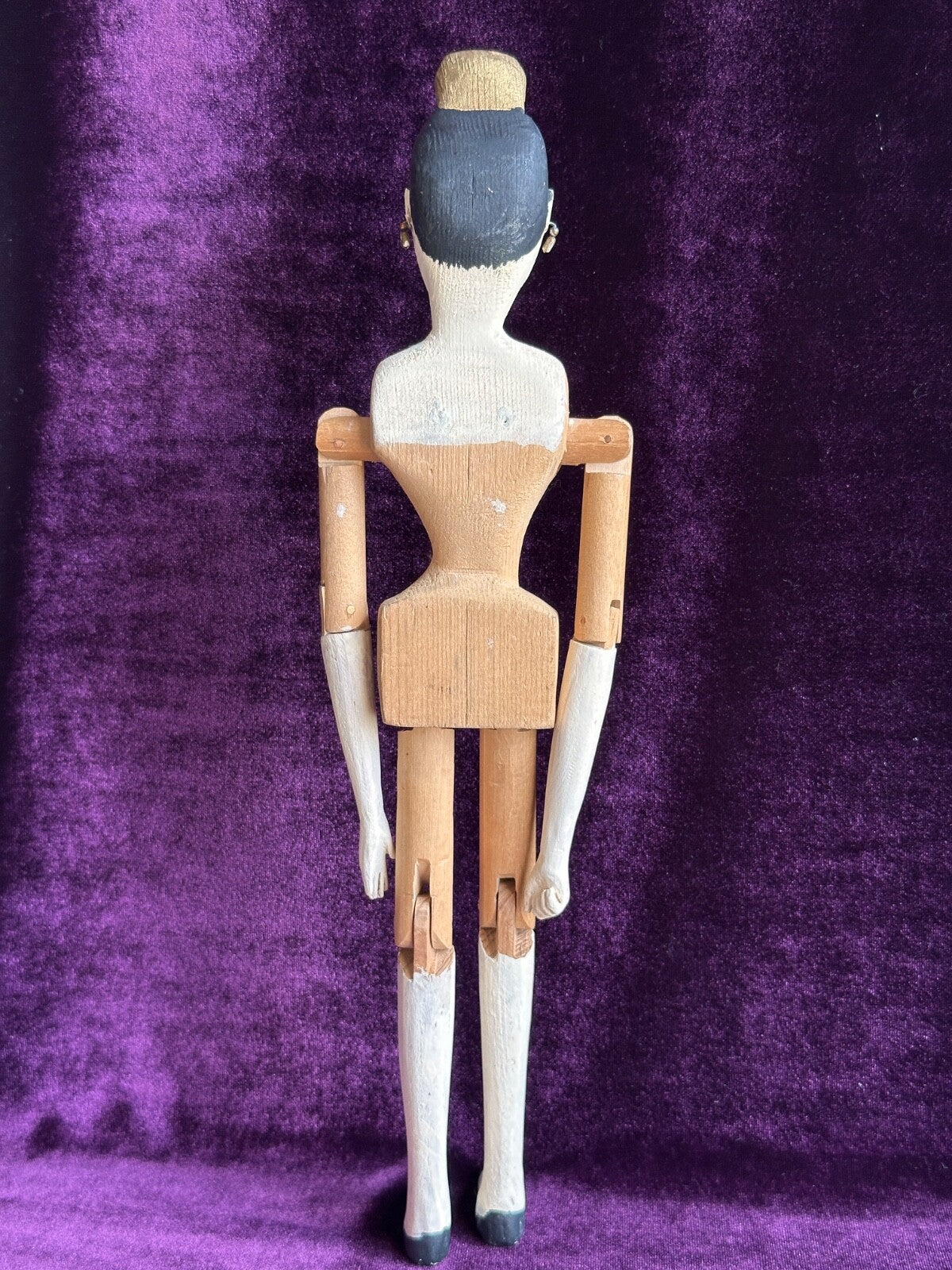 Vintage 13" Reproduction of Antique Grodnertal Wooden Jointed Tuck Comb Doll