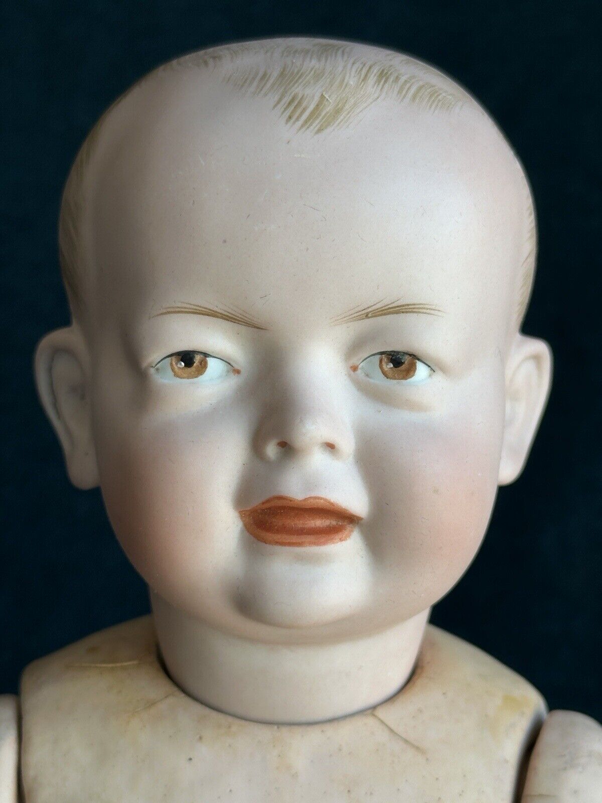 Antique German 13” Kley Hahn 525 Solid Dome Bisque Head Baby Doll Intaglio Eyes