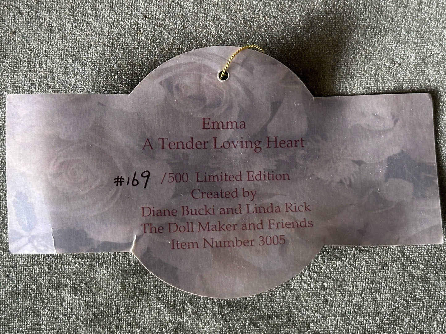 Vinyl 27” Doll “Emma” by Diane Bucki & Linda Rick The Doll Maker LE 500 Tag