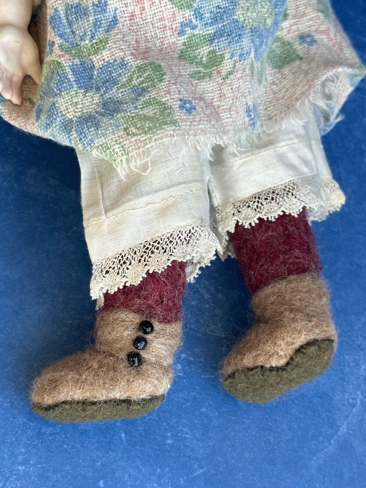 2 OOAK Antique German Parian Bisque Head Dolls Artist Redesign Felted Bodies