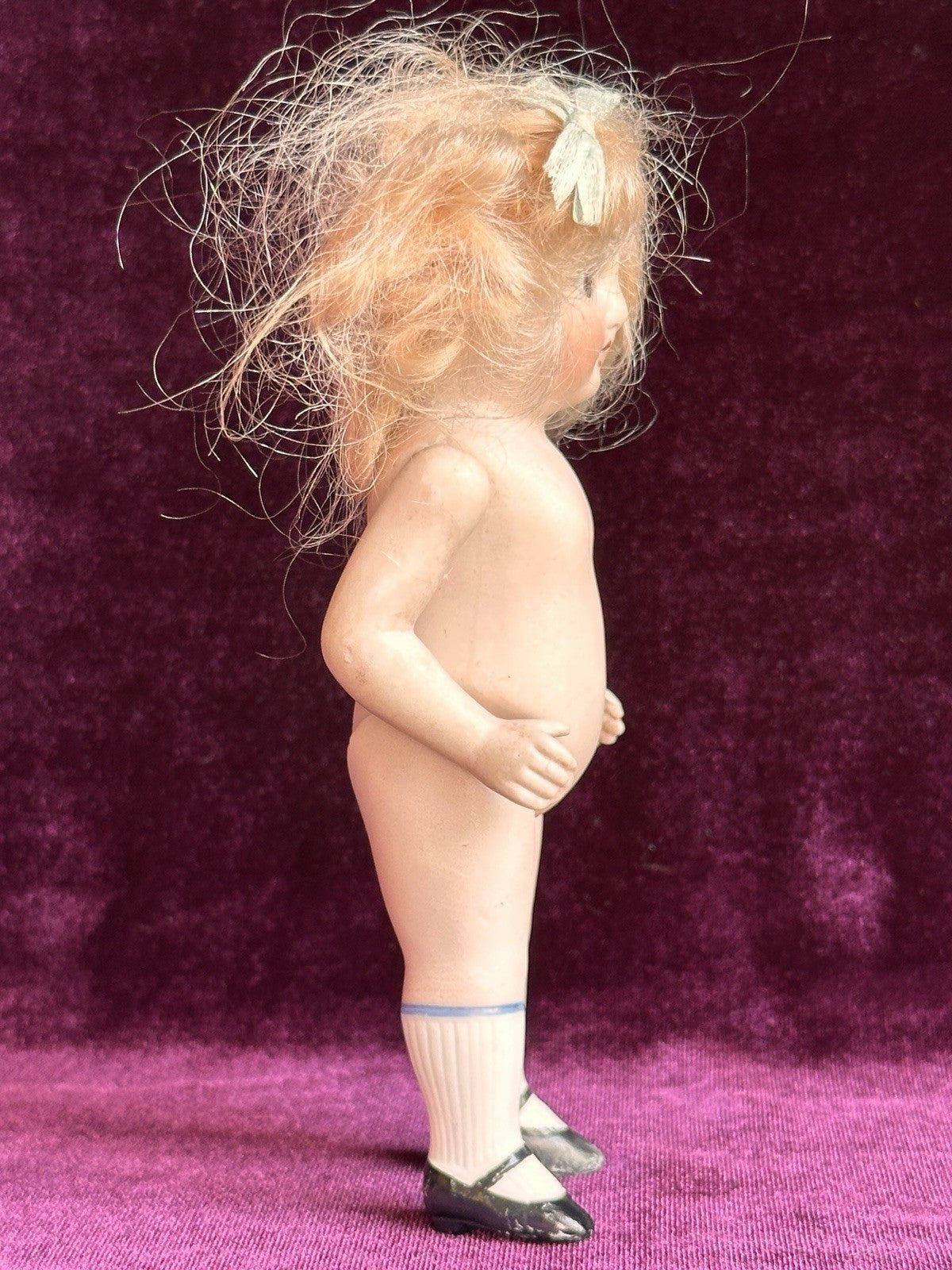 Antique German 6” All Bisque Mignonette Doll