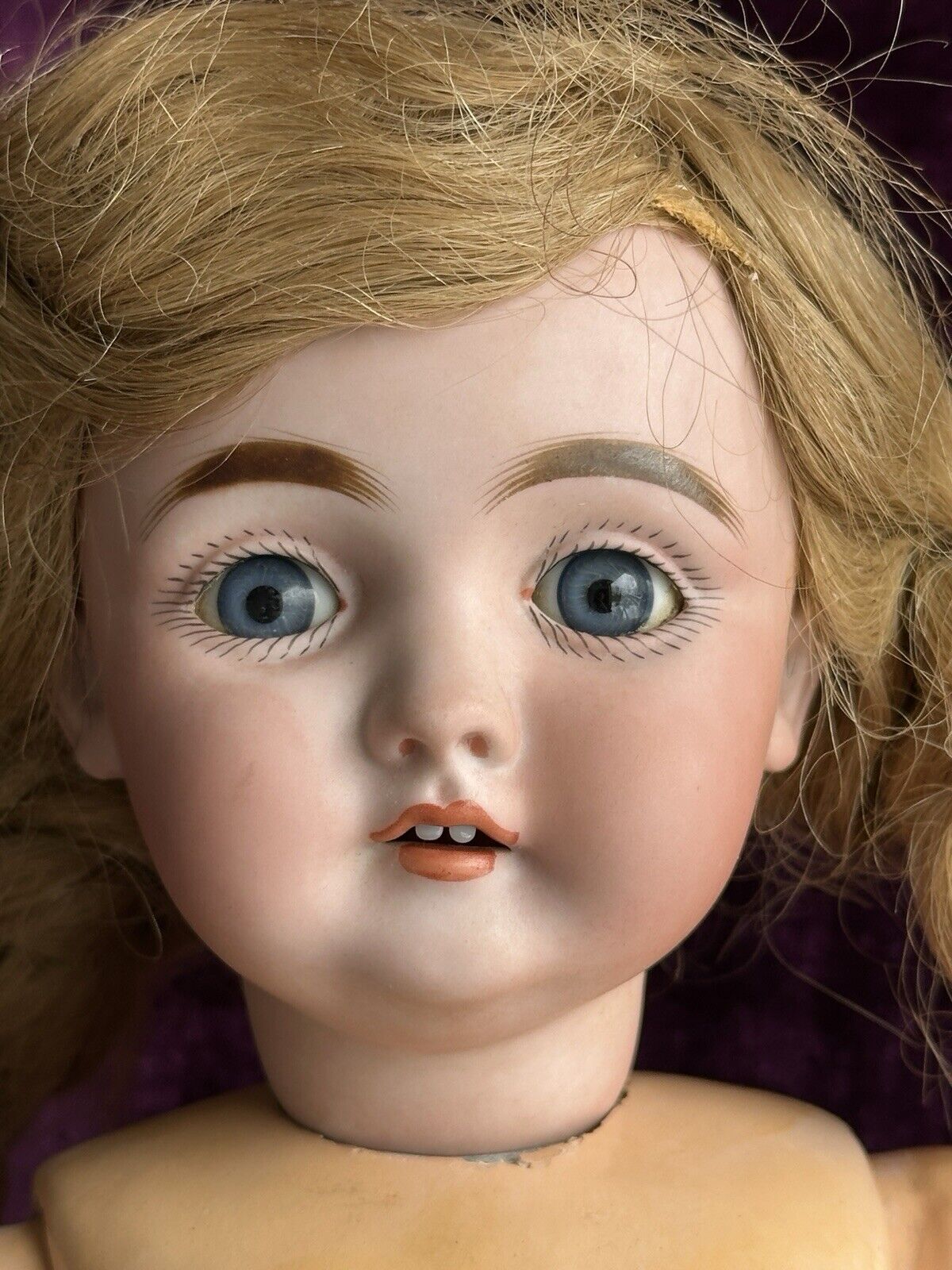 Antique German 19” Early Kestner 143 Bisque Head Doll