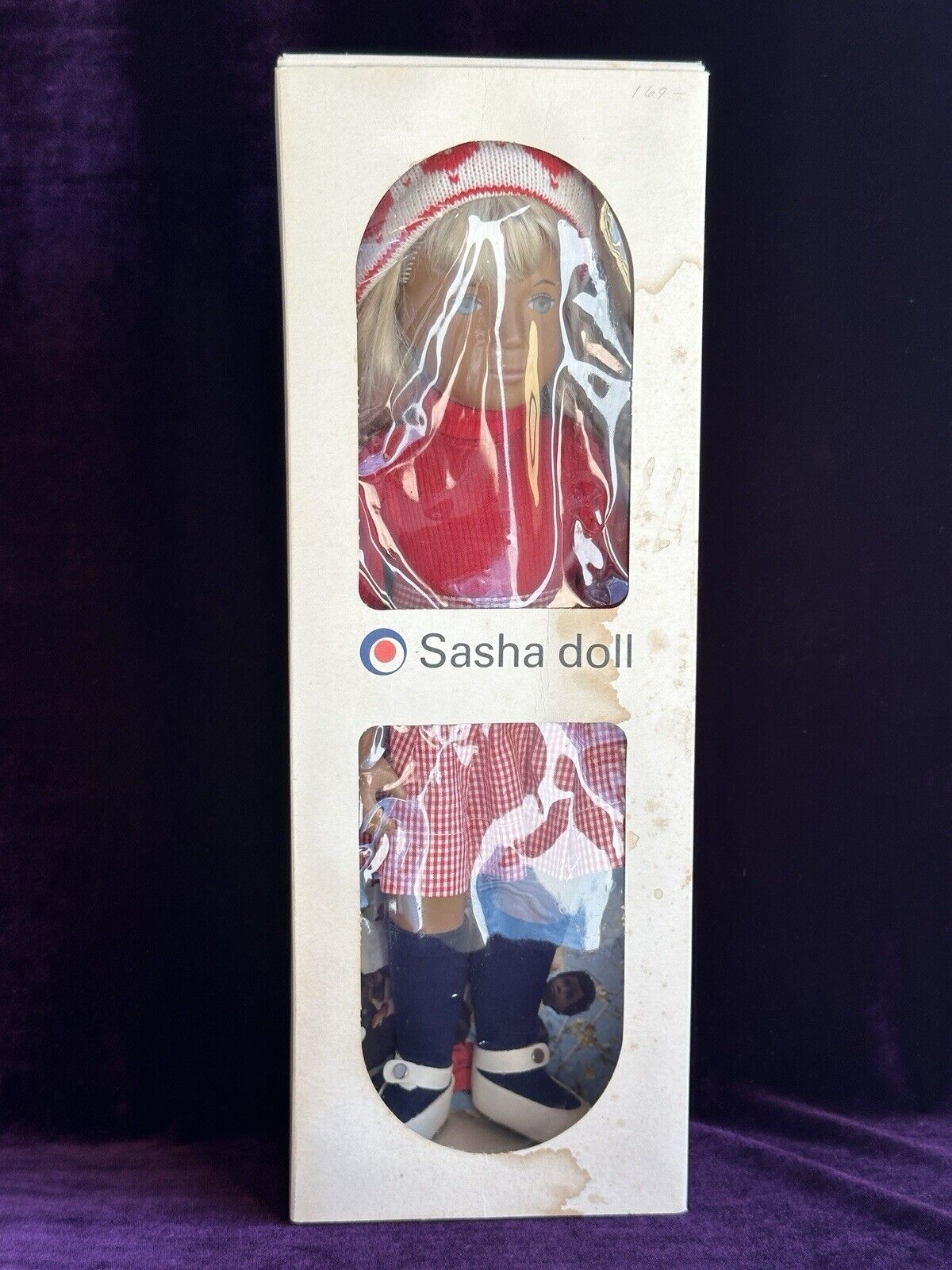 Vinyl Trendon Sasha Blonde Gingham Girl Doll England with Box Winter Outfit