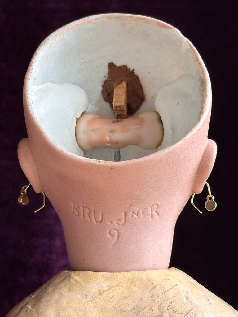 Antique French 21” Bru Jne R Bisque Head Mechanical Walker Body Doll