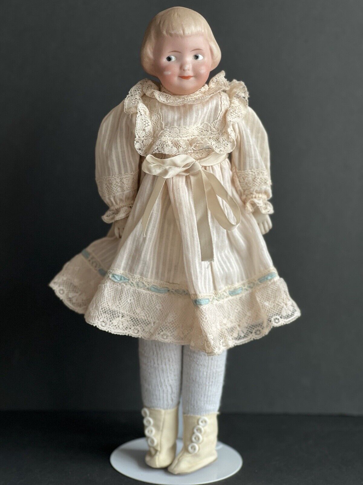 Antique German 13” Gebruder Heubach Googly Girl Bisque Head Doll