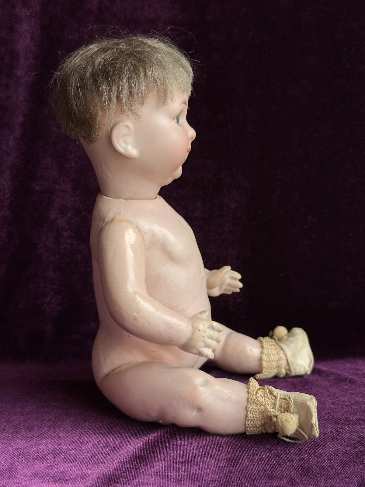 Antique German 11” Armand Marseille 980 Bisque Head Character Baby Doll