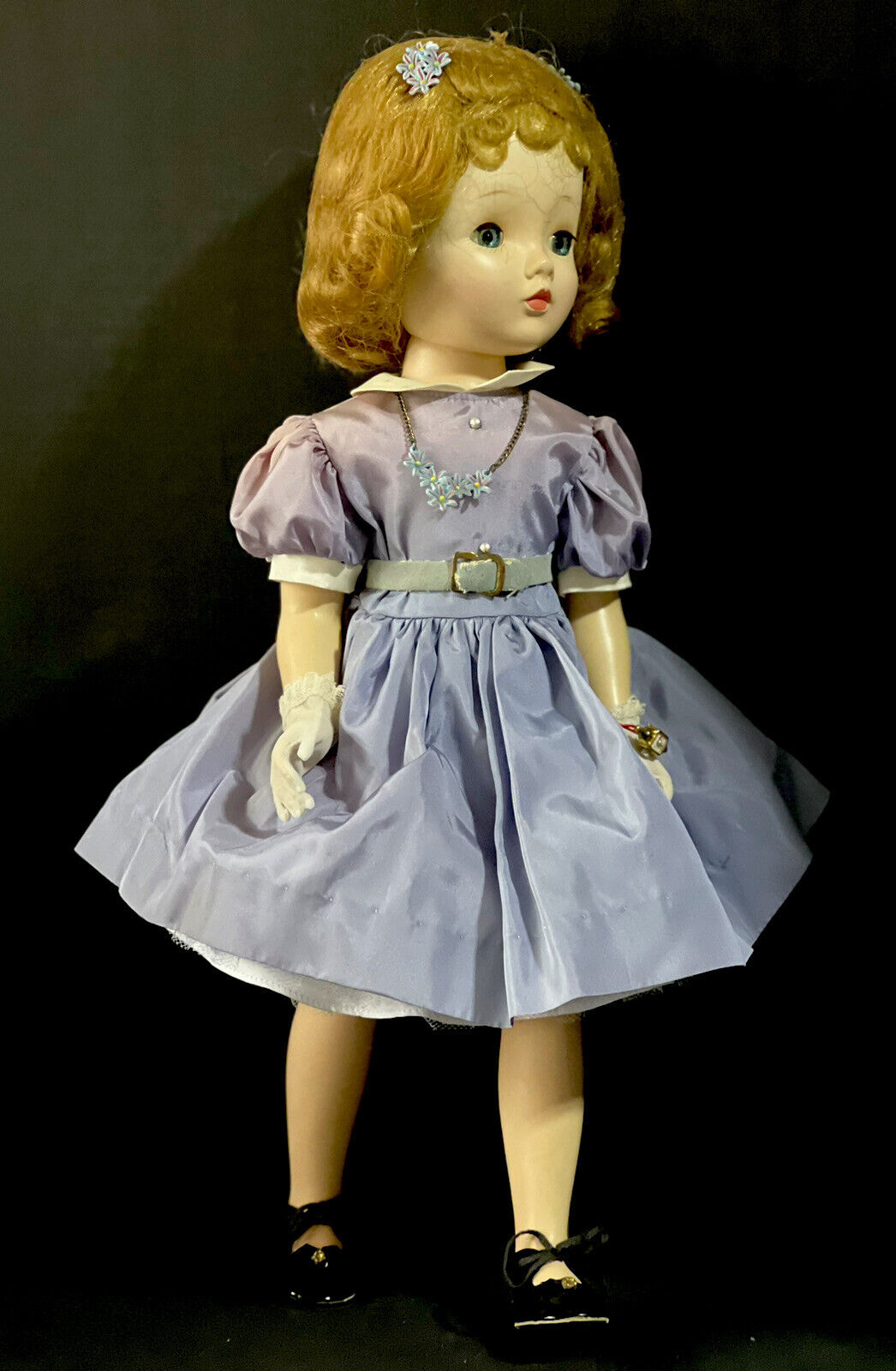 Original Vintage 1950’s Madame Alexander 18” Binnie Doll Lavender Dress Outfit