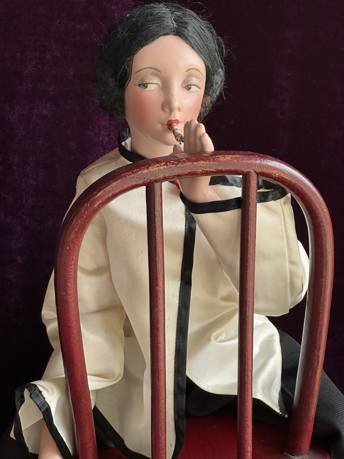 Antique American Cubeb Smoker Mutual Novelty Boudoir Composition Flapper Doll