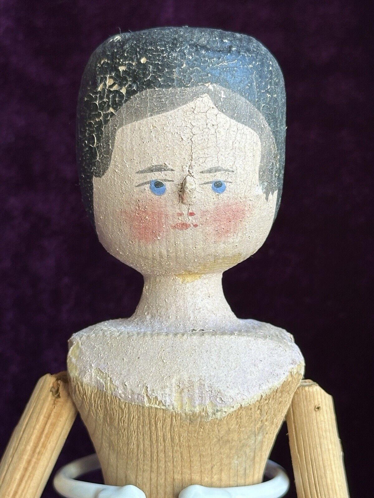 Antique German 11.5” Grodnertal Wood Peg Jointed Doll