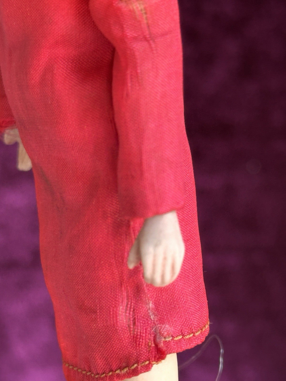 Antique German 5.25” Bisque Cloth Miniature Dollhouse Parian Female Doll