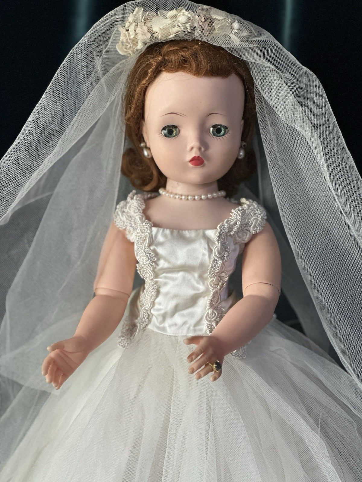 Vintage 1950’s Madame Alexander 20” Cissy Hard Plastic Doll Tagged Bride Outfit