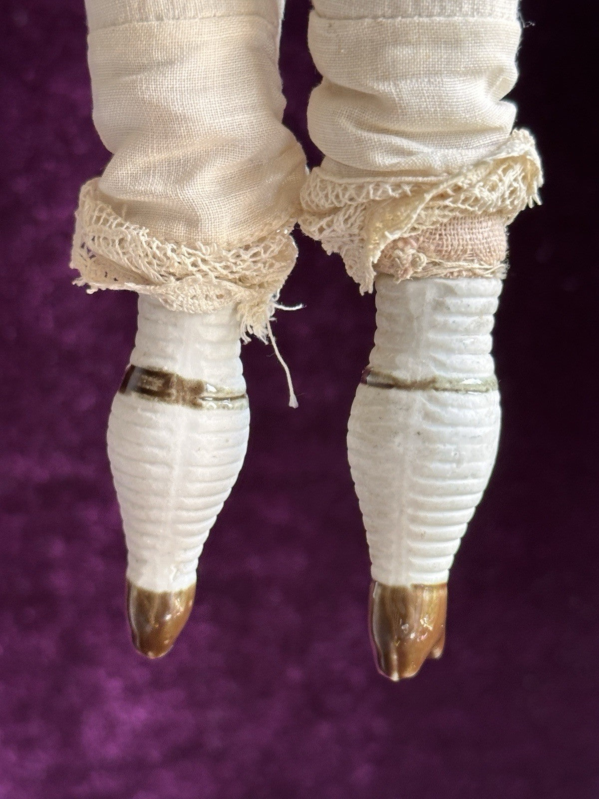 Antique German Hertwig 10.5” Molded Bonnet Parian China Bisque Head Doll