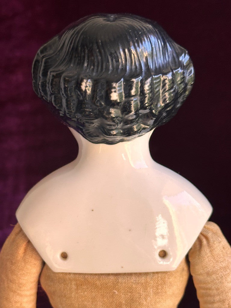 Antique German 16” Flat Top China Shoulder Head Doll