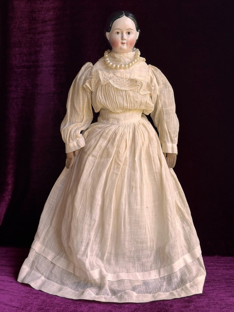 Antique German 20" Kloster Veilsdorf Greiner Style Brown Eyes China Head Doll