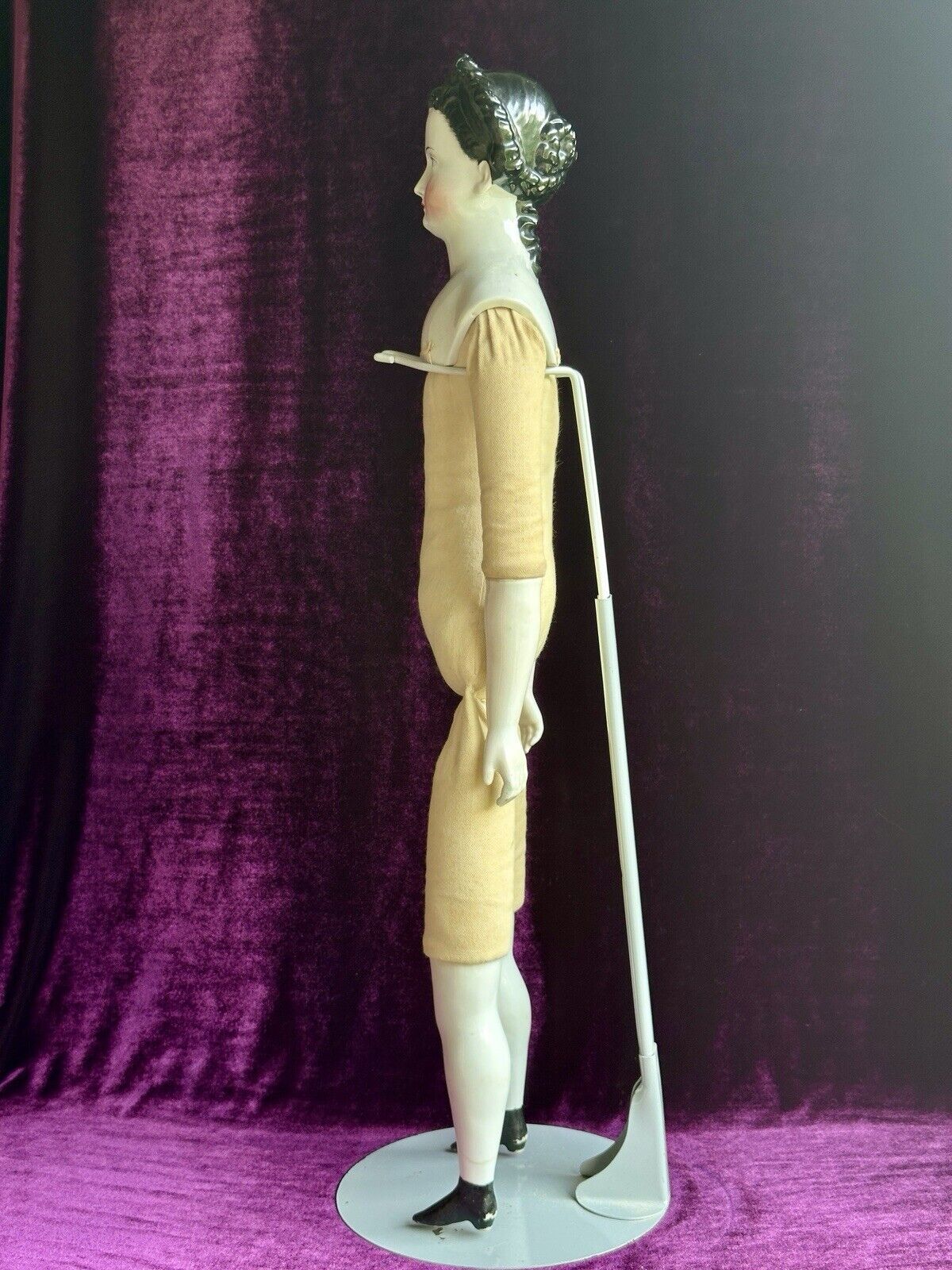 Very Rare Large 25.5” Antique German Brunette China Shoulder Head Doll
