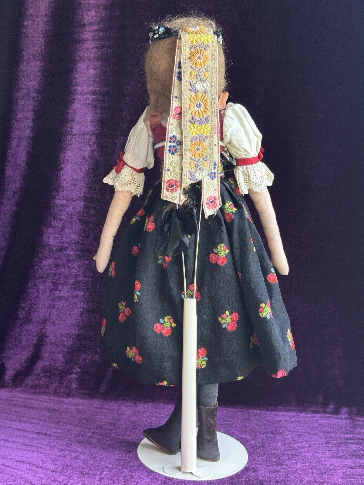 Antique Composition 23” Cloth Eastern European Boudoir Style Doll