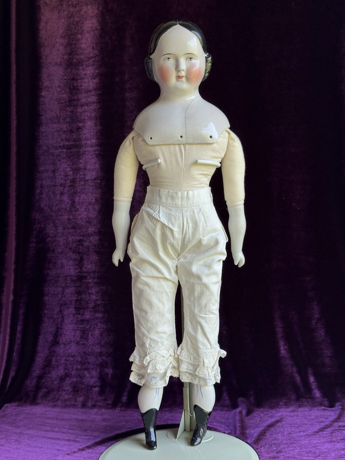 Large Antique German 25” Covered Wagon China Shoulder Head Doll