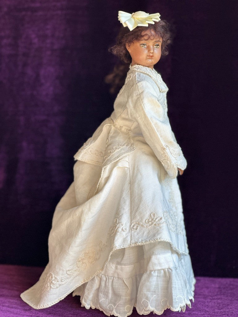 Rare 15” Dark Complexion Porcelain Repro of Antique French Huret Fashion Doll