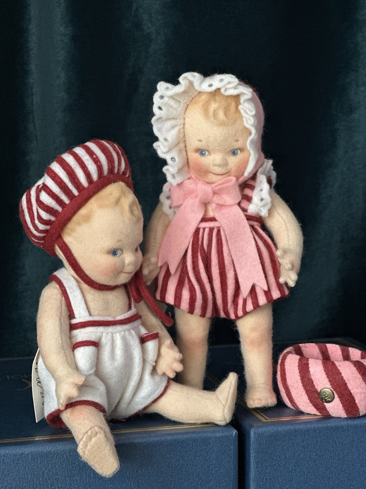 Lot Of 2 John R. Wright Peppermint Pal And Scootles 6” Felt Dolls LE 300
