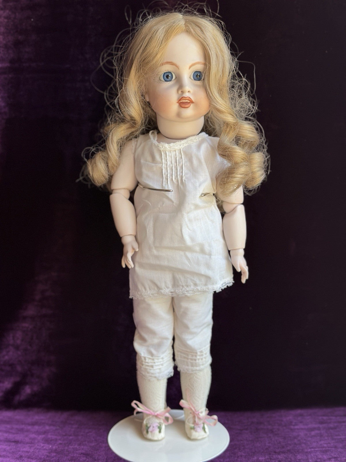 Vintage All Porcelain 19” Reproduction of Antique French Bru Circle Dot Doll