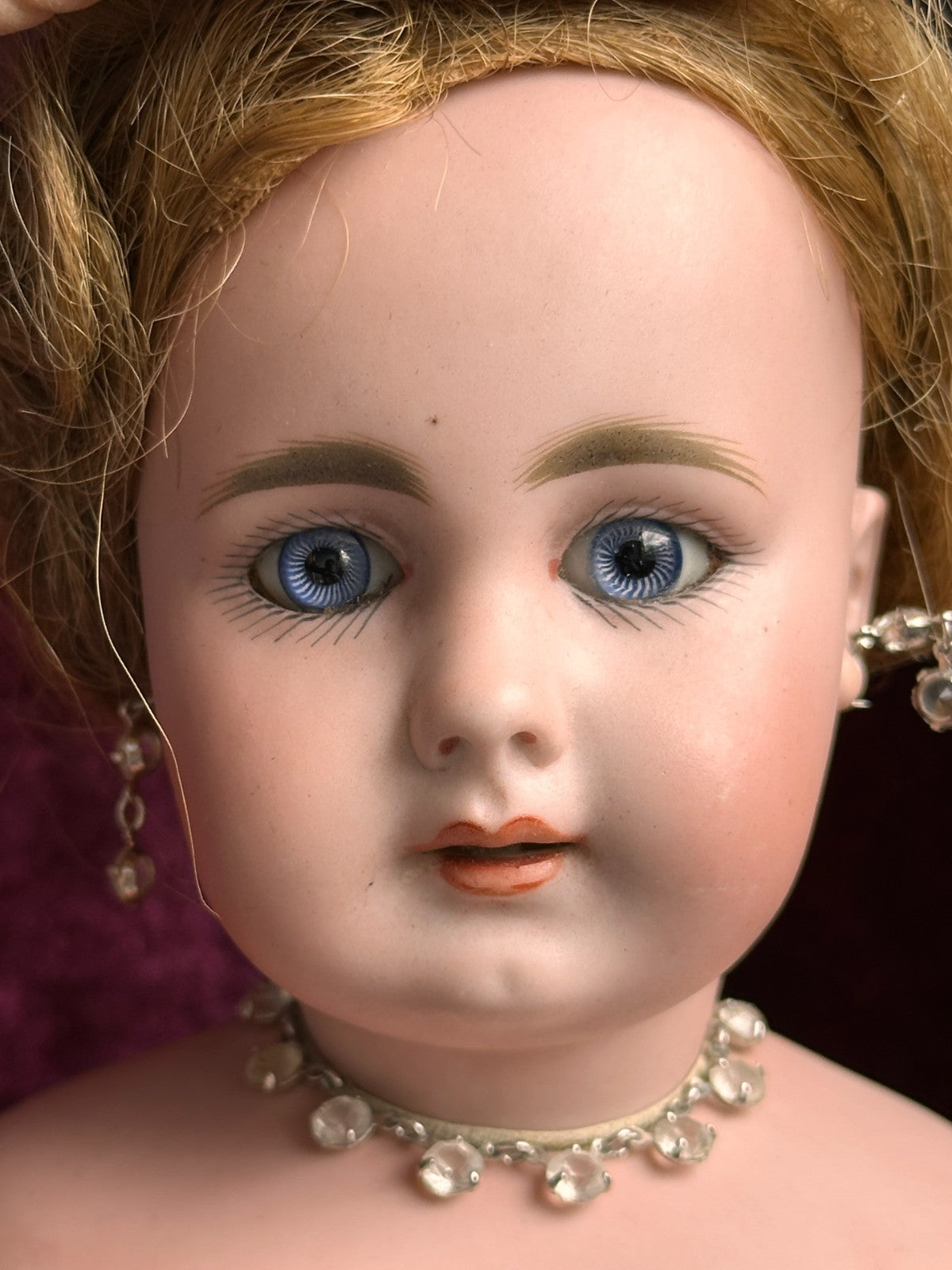 Early Antique German 20.5” Simon Halbig 939 Bisque Shoulder Head Leather Doll