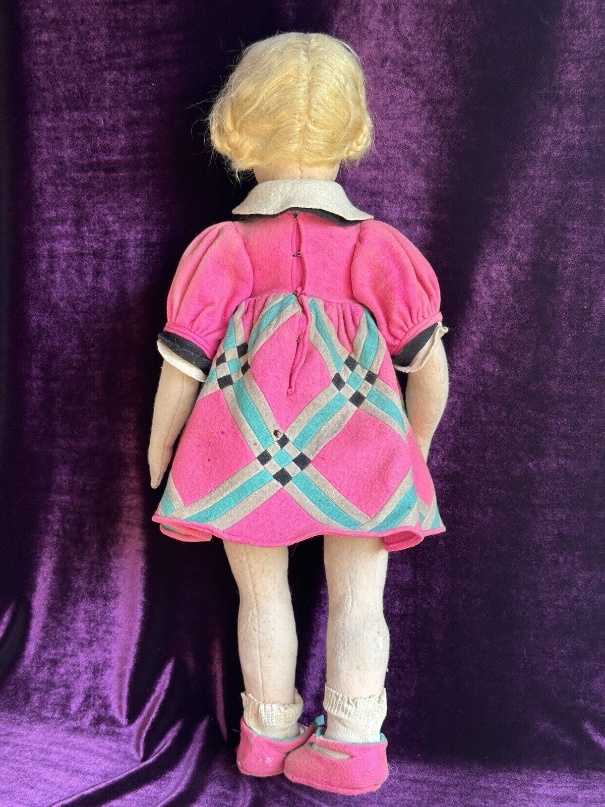 Large Vintage Early Italian 23” Lenci 109 Series Felt Cloth Girl Doll
