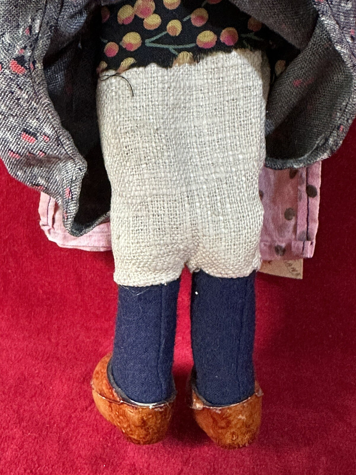 Original French Bernard Ravca 1920’s (?) Stockinette Old Lady 9 3/4” Doll