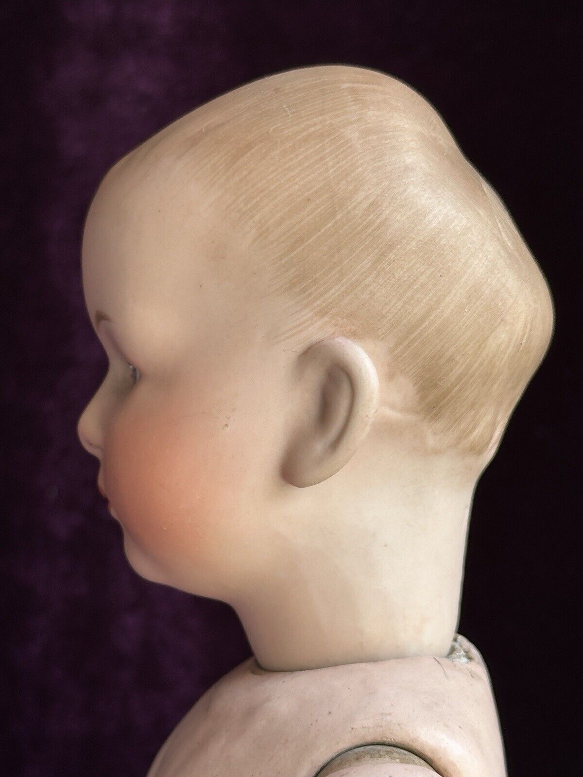 Antique German 14.5” Gebruder Heubach 7602 Pouty Bisque Head Character Boy Doll