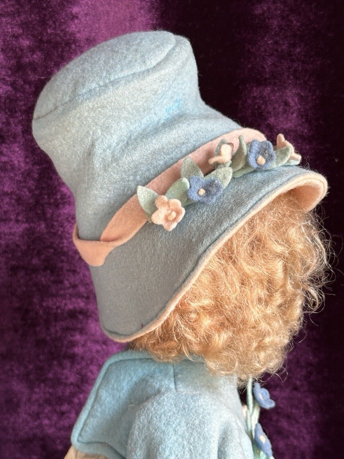 Vintage Italian All Original 12” Lenci 111/2000 Series Felt Cloth Doll Tagged