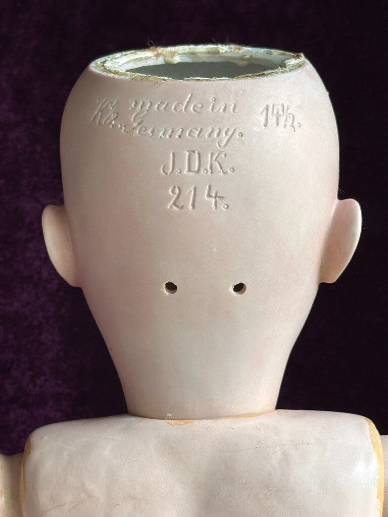 Antique German 26” JDK Kestner 214 Bisque Head Doll Composition Body