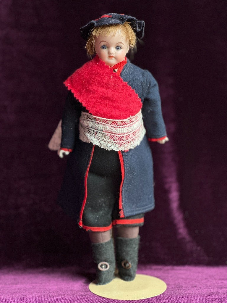 Antique German 10" Kling Bisque Shoulder Head Boy Doll