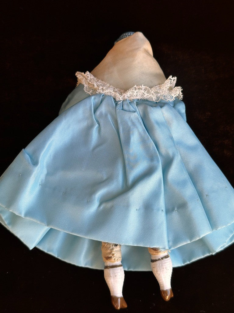 Antique German Hertwig Cabinet Size 8” Bisque Molded Shoulder Plate and Hat Doll