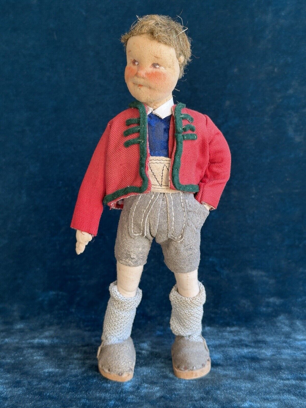Unidentified Vintage (?) 8.5” Cloth Leather Boy Doll