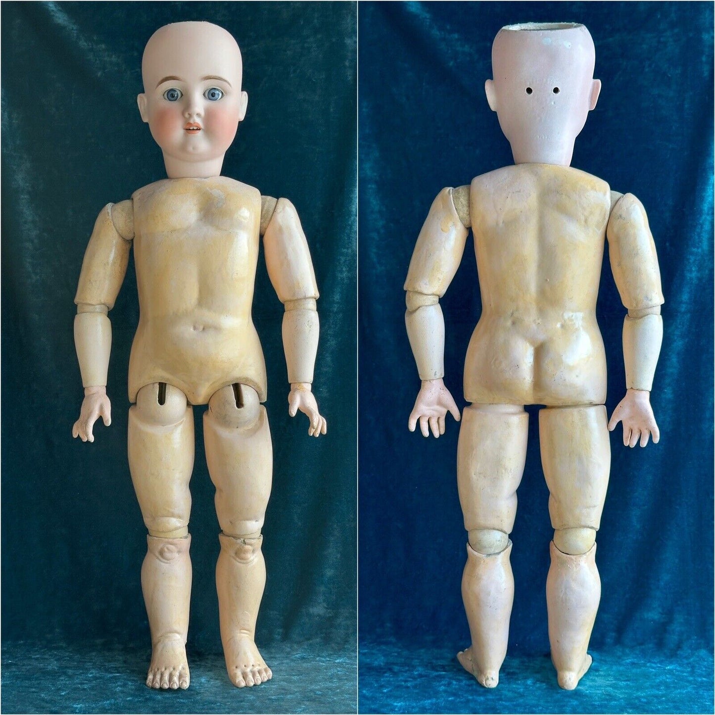 Large Antique German 31” Swaine & Co (?) Bisque Head Child Doll