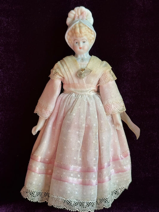 Vintage 8.25” Miniature Reproduction of Antique German Hertwig Parian Doll