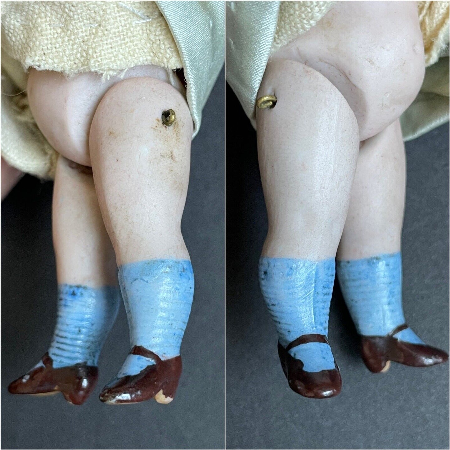 Antique German 3.5” Miniature All Bisque Mignonette Dollhouse Doll