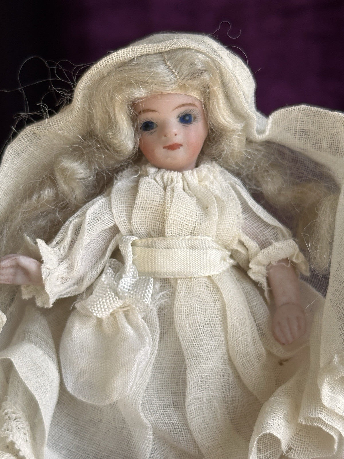 Antique French 3.5” All Bisque Tiny Mignonette Doll